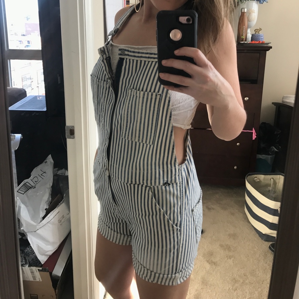 True Religion Pinstripe Overalls